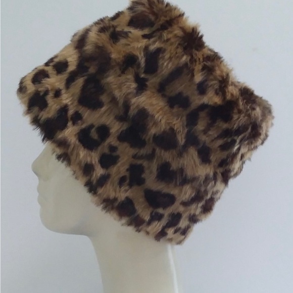 Nine West Leopard Faux Fur Bucket Hat-NWT - Picture 2 of 7
